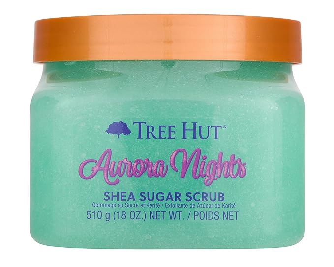 Tree Hut Aurora Nights Shea Sugar Scrub | Exfoliating Body Scrub Removes Dead, Dry Skin for a Soft & Hydrated Feel | Nourishing Essential Body Care | 18 fl oz.