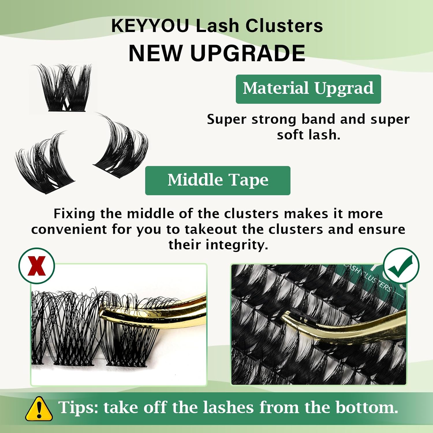 Lash Clusters 96pcs Individual Lashes Y10 D Curl 12mm Cluster Lashes KEYYOU Volume Wispy Lash Extension Soft&Comfortable Easy DIY at Home(Y10,D-12mm)