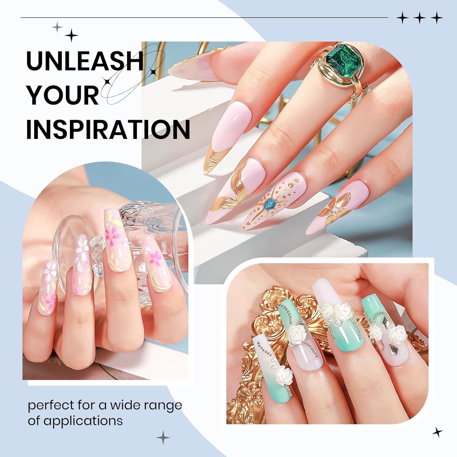 3d Gel Nail Art Set: Non Stick Hand Solid Builder Gel, No Wipe 3d Gels, 15g 3d Sculpting Gels All-in-1 Kit for Carving Moliding Extension Home DIY Manucure for Women Girls