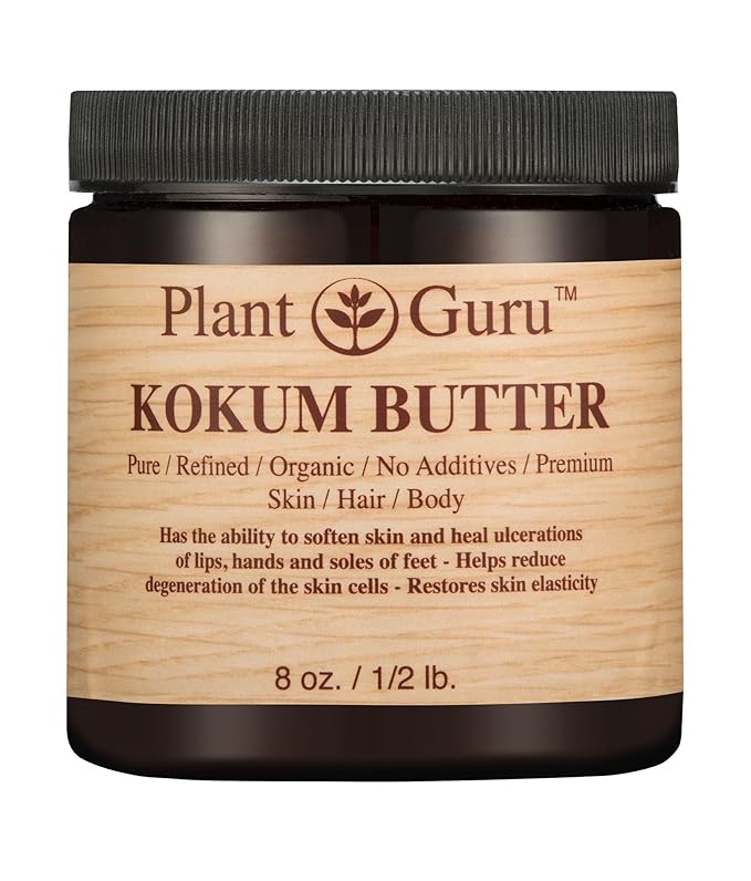 Raw Kokum Butter 8 oz. Jar - 100% Pure Natural Cold Pressed - Great for Skin, Body and Hair Moisturizer, DIY Creams, Balms, Lotions and Soap Making.
