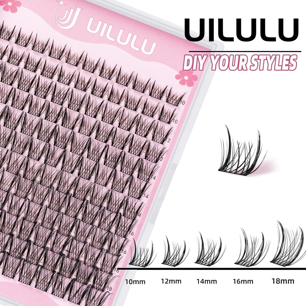Lash Clusters D Curl Wispy Clusters Lashes 0.07D 10-18 MIX 132 Eyelashes Individual Lashes DIY Lash Extensions at Home False Lashes Wide Band Natural Eye Lash Clusters(U09, 10-18mix)