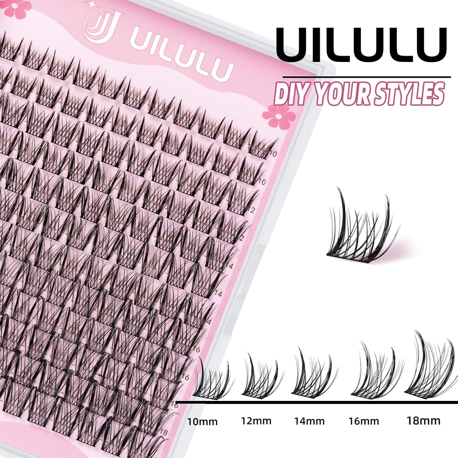 Lash Clusters D Curl Wispy Clusters Lashes 0.07D 10-18 MIX 132 Eyelashes Individual Lashes DIY Lash Extensions at Home False Lashes Wide Band Natural Eye Lash Clusters U09 Lash