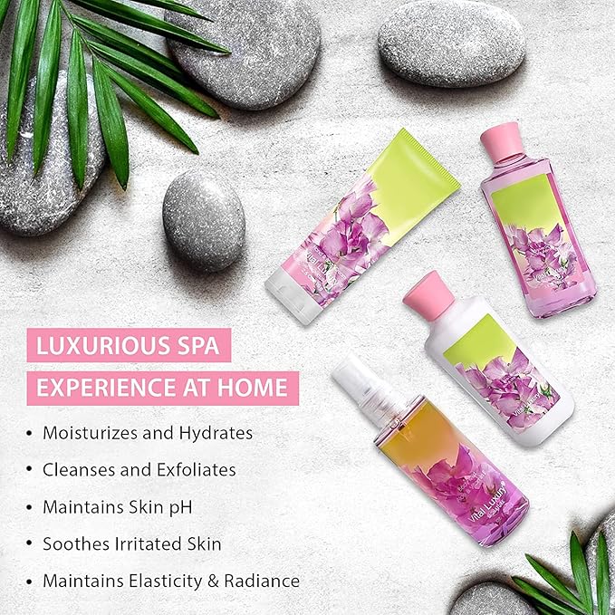 Sweet Pea Bath & Body Kit, 3 Fl Oz, Ideal Skincare Gift Home Spa Set, Includes Body Lotion, Shower Gel, Body Cream, and Fragrance Mist, Birthday Mother's Valentine's Day Gifts for Her