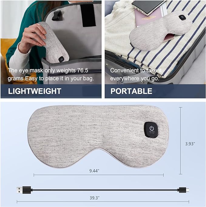 Heated Eye Mask Cordless, Warm Eye Compress for Dry Eyes Stye Blepharitis Chalazion MGD Eye Treatment, Heat Therapy to Unclog Gland, Soothe Tired and Sore Eyes (Gray)