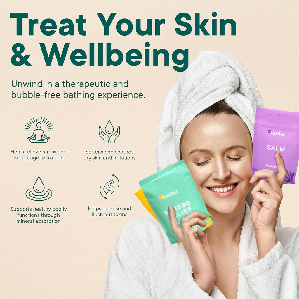 Soaks Set of 3 – Rejuvenate, Calm & Stress Relief Bath Soak with Essential Oils | Epsom Salt for Muscle Recovery & Skin Nourishment | Vitamin C, Lavender Mint, Grapefruit & More