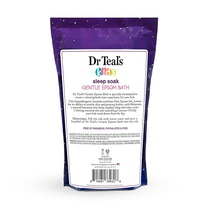 Dr Teal's Kids Gentle Epsom Salt, Sleep Soak with Melatonin & Essential Oil Blend, 2 lbs (Pack of 3)