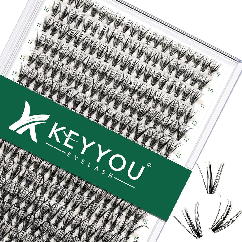 Lash Clusters 300pcs Individual Lashes 30D 0.07D Curl 9-18MIX DIY Eyelash Extension KEYYOU Large Tray Volume Soft&Natural Cluster Lashes(30D-0.07D,9-18MIX）