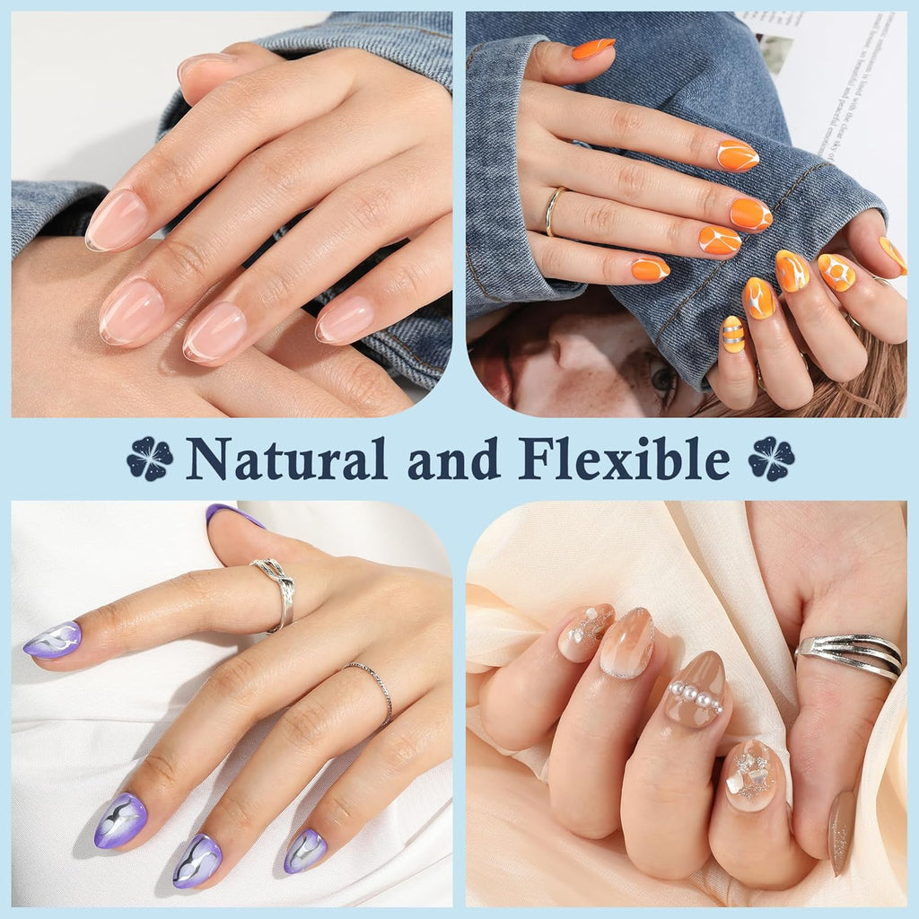 Extra Short Almond Nail Tips, 360pcs Soft Gel Pre-Shaped Acrylic XS Fake Nails, Half Matte Full Cover Clear Press on Flase Nail Tips for Extension Manicure Home DIY 12 Sizes Gelly Tips