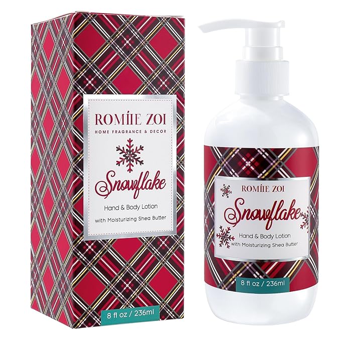 Christmas Hand & Body Lotion with Moisturizing Shea Butter for All Skin Type- Tartan Checks - Holiday Floral Scent - 236 ML / 8 FL OZ