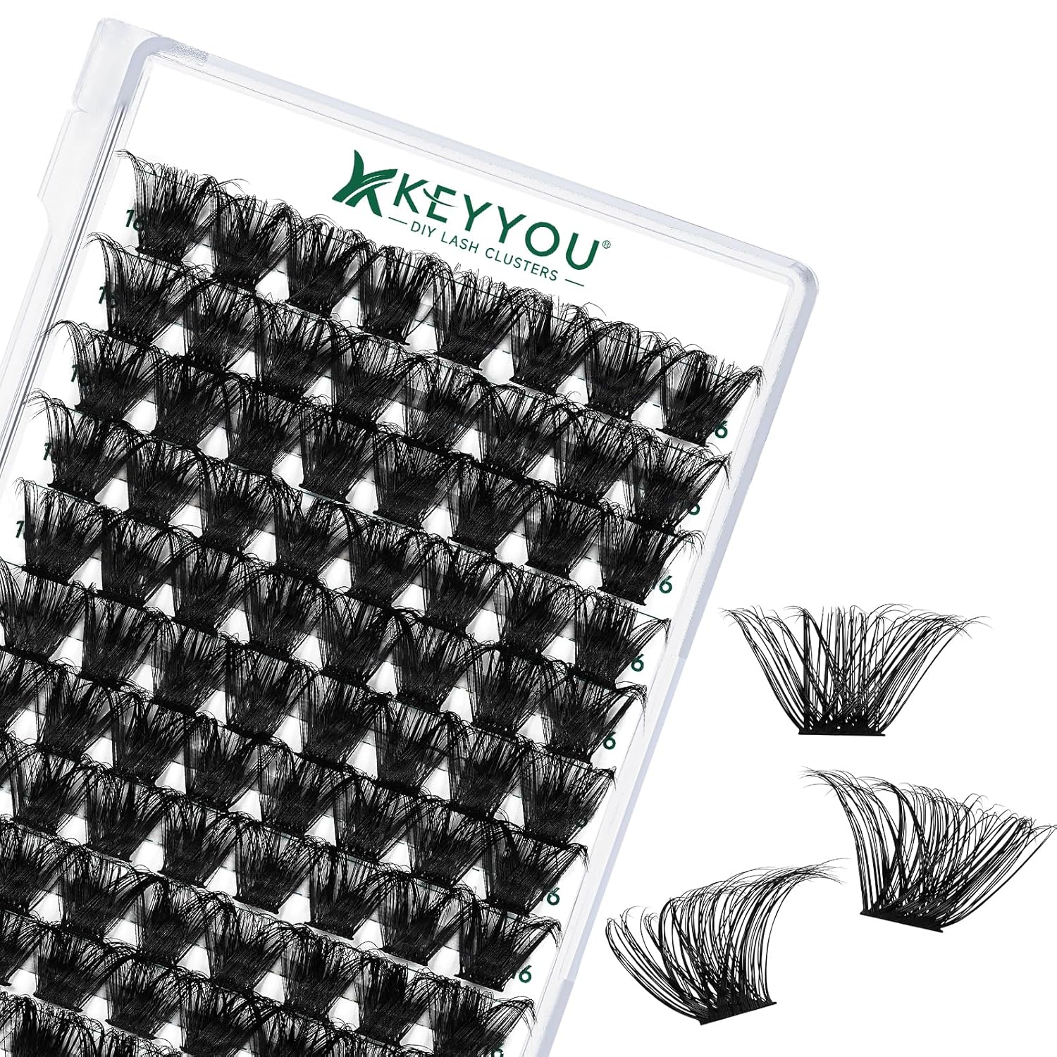 Lash Clusters 96pcs Individual Lashes D Curl 16mm Eyelash Clusters KEYYOU Volume Wispy Lash Extension Soft&Comfortable Easy DIY at Home(Y24,D-16mm)