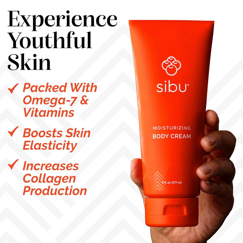 sibu Moisturizing Body Cream, Lotion Made From Premium Himlayan Sea Buckthorn (6oz) – Lightweight & Hydrating Moisturizer That Protects & Repairs Skin