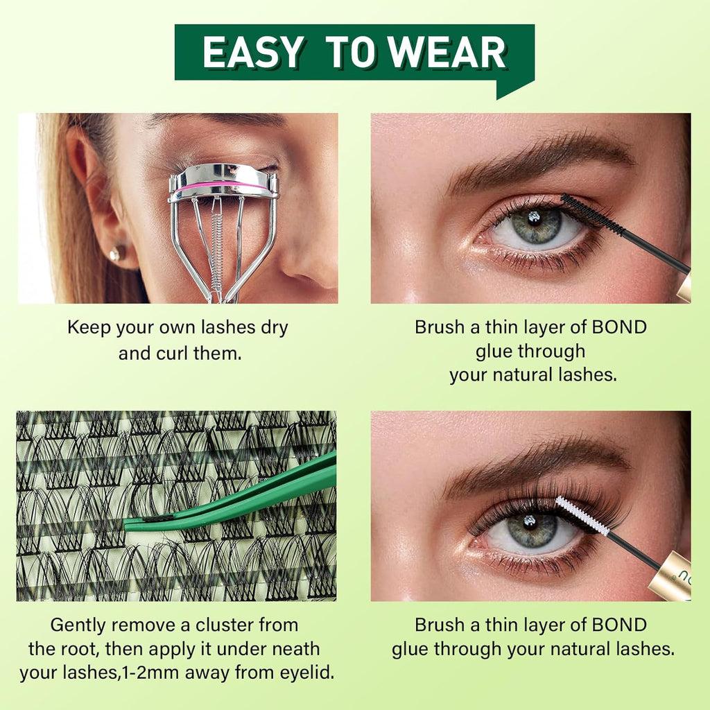 Natural Lash Clusters Wispy Eyelash Clusters 144 pcs Cluster Eyelash Extensions D Curl Individual Lashes 8-18MIX Mix Length Light and Natural Lashes Look with Thin Lash Band by KEYYOU(N02-8-18MIX-D)