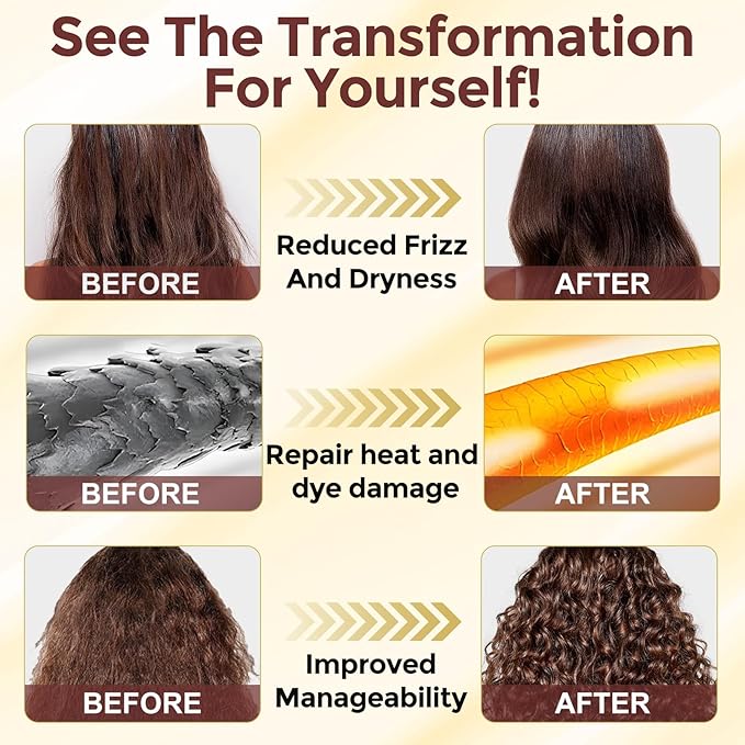 Collagen Hair Mask with Peruvian Ginseng, Avocado Oil, Marigold & Chamomile - Deep Repair Treatment for Dry, Damaged Hair - Restores Shine, Hydration & Strength - Suitable for All Hair Types