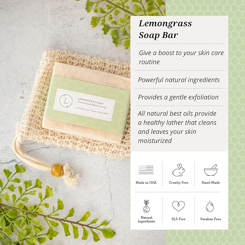 Lizush Lemongrass 6-Piece Spa Gift Set for Women - Relaxing Self-Care Basket, Luxury Handmade Body Care Items for Premium Relaxation - Happy Birthday - Handmade in the USA