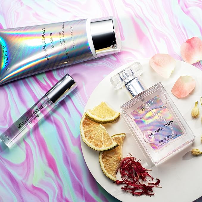 Mothers Day Gifts for Mom from Daughter - Bergamot Shores Spa Kit with Perfume, Body Lotion & Eau de Toilette Spray - Self Care Gifts for Women and Men - Birthday Gifts for Mom - Bath and Body Gift