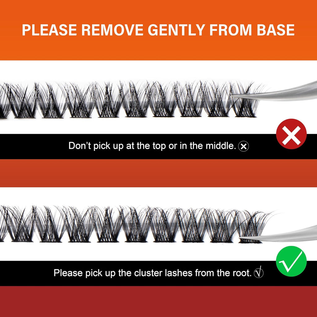 Lash Cluster 132pcs Individual Lashes,8-16mm Diy Lash Extension,D Curl Lash Clusters Wispy,3D Natural Lash Clusters Look Like Eyelash Extension DIY at Home (Orange Whisper-D-8-16mix)