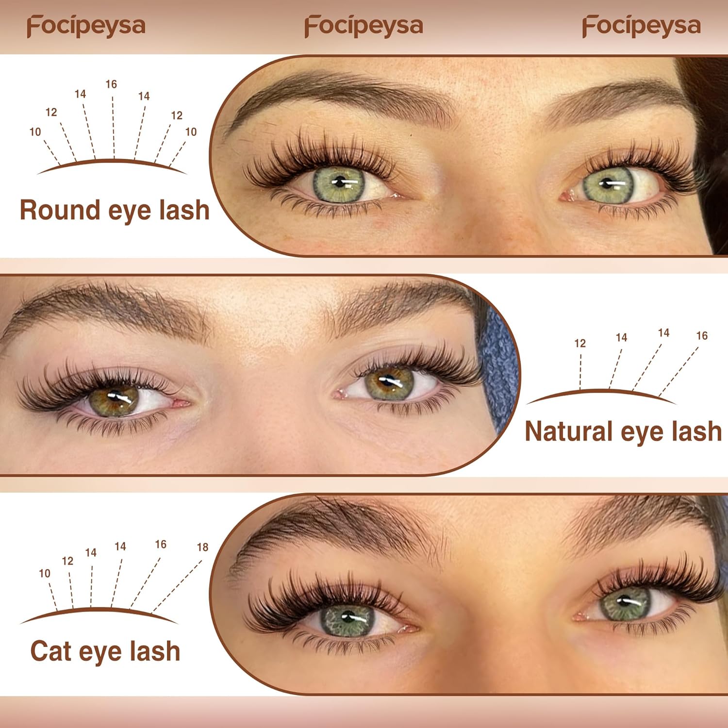 Focipeysa Wispy Clusters Eyelash Extensions Brown Lashes Clusters 12mm-18mm Eyelash Extensions Natural Lashes Extensions with Bottom lash Salon Effect Eyelash Clusters With Spikes