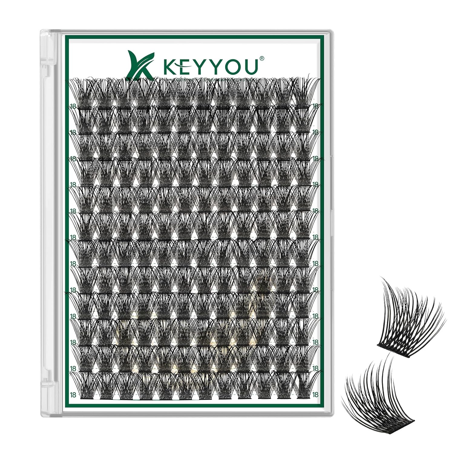 Lash Clusters 144pcs Individual Lashes D Curl 18mm Eyelash Clusters KEYYOU Air Touch Cluster Lashes Super Lightweight Soft Wispy Comfortable Easy DIY at Home(Air01-D-18mm)