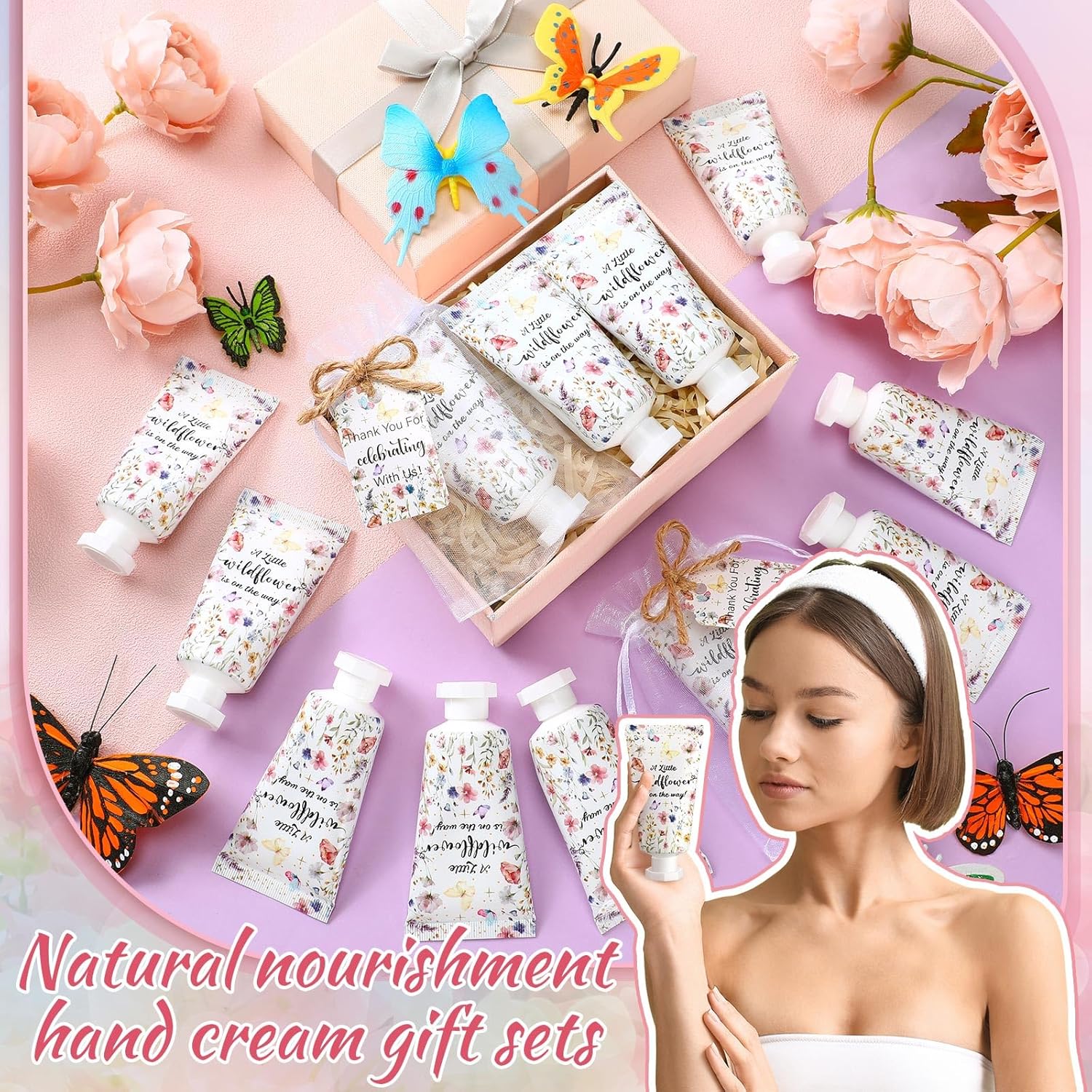 48 Sets Wildflower Baby Shower Hand Cream Gifts Baby Shower Hand Cream Party Favors for Guests Wildflower Gift Bulk Travel Size Lotion Set for Guest