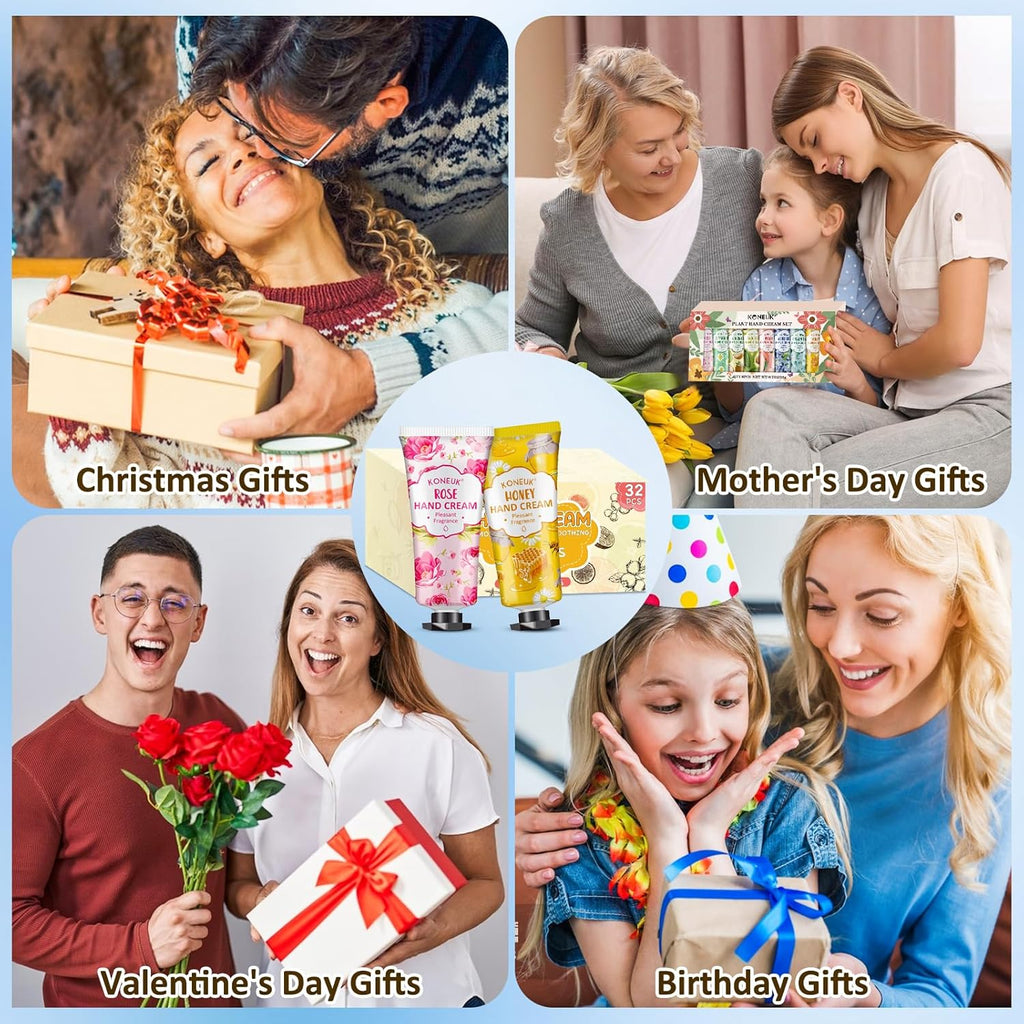 32 Pack Hand Cream Gift for Women, Bulk Hand Lotion Travel Size for Dry Cracked Hands, Mini Moisturizing Hand Cream for Mom Gifts, Teacher Gifts, Thank You Gifts and Bridal Shower Favors