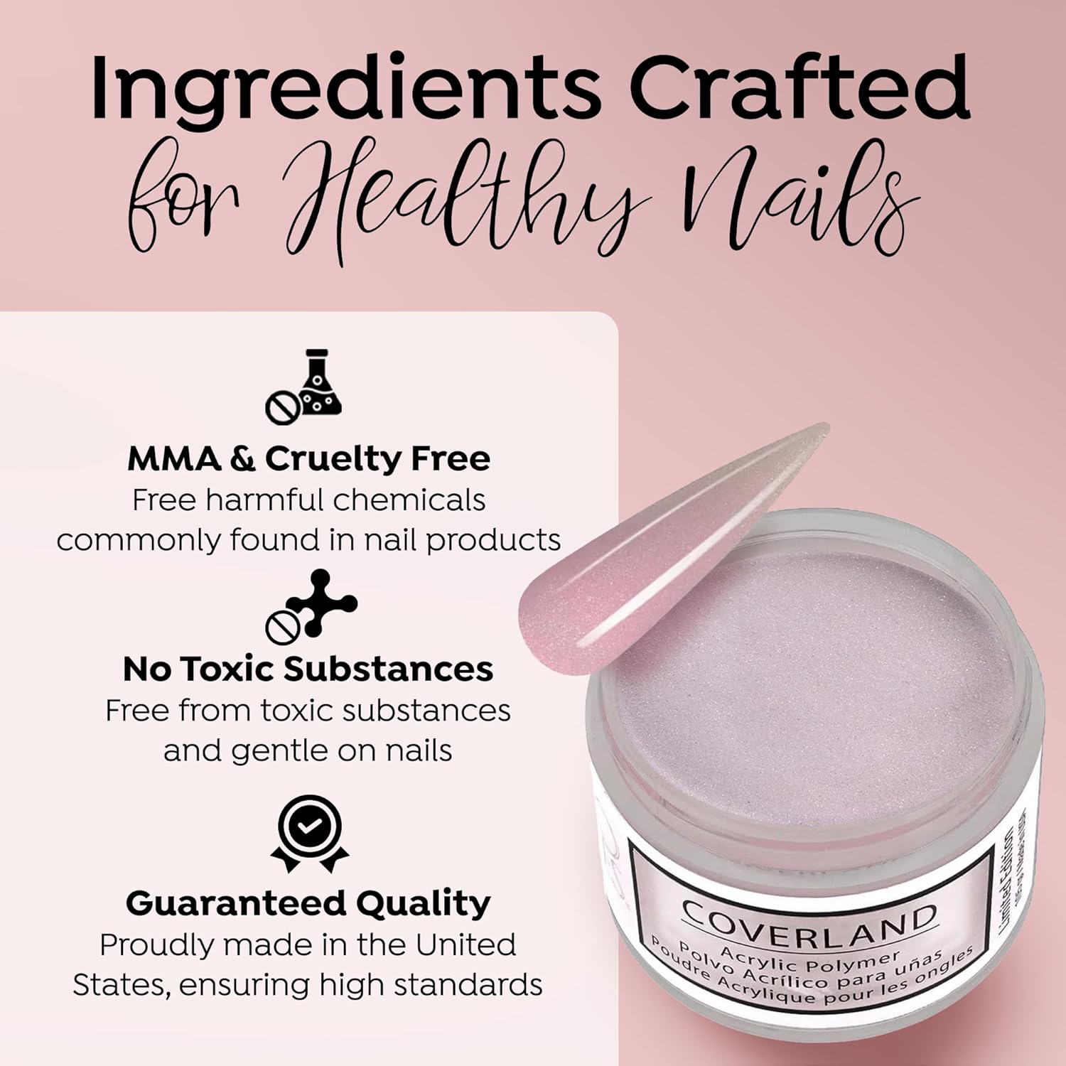 Tones Coverland Acrylic Nail Powder "Sweetie" - Limited Edition Acrylic Powder for Nail Design, Sculpting, and Masking Nail Bed Imperfections - Professional Acrylic Nail Supplies - (1.5 Oz)