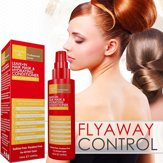 Arvazallia Leave-in Hair Mask and Hydrating Conditioner Spray for Dry or Damaged Hair - Professional Grade Leave-in Conditioner and Moisturizer