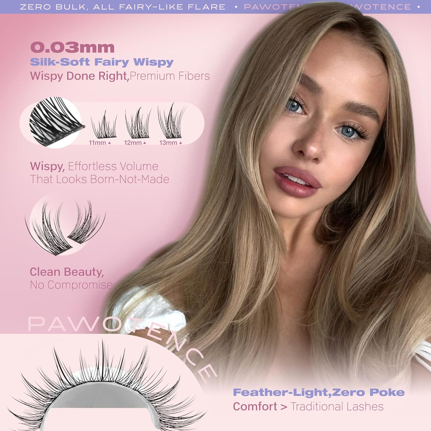 Pawotence Natural Lash Clusters Wispy Eyelash Clusters 120pcs Fairy Lashes Cluster Eyelash Extensions Individual Cluster Lashes for DIY Lash Extension