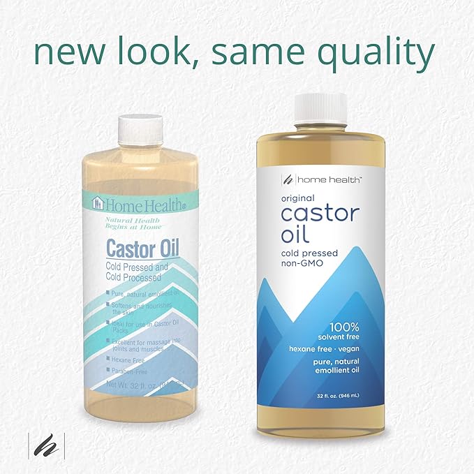 Home Health Original Castor Oil, Promotes Healthy Hair And Skin, Natural Skin Moisturizer - Pure, Cold Pressed, Non-GMO, Hexane-Free, Solvent-Free, Paraben-Free, Vegan - 32 fl oz