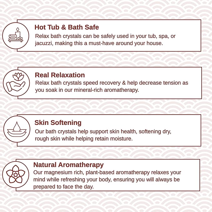 Relax Spa & Bath, Epsom & Dead Sea Salts, Aromatherapy Bath Salts for Hot Tub, Bath, or Spa, Infused with Magnesium, Mothers Day Gifts & Gifts for Mom, White Musk Vanilla Jasmine