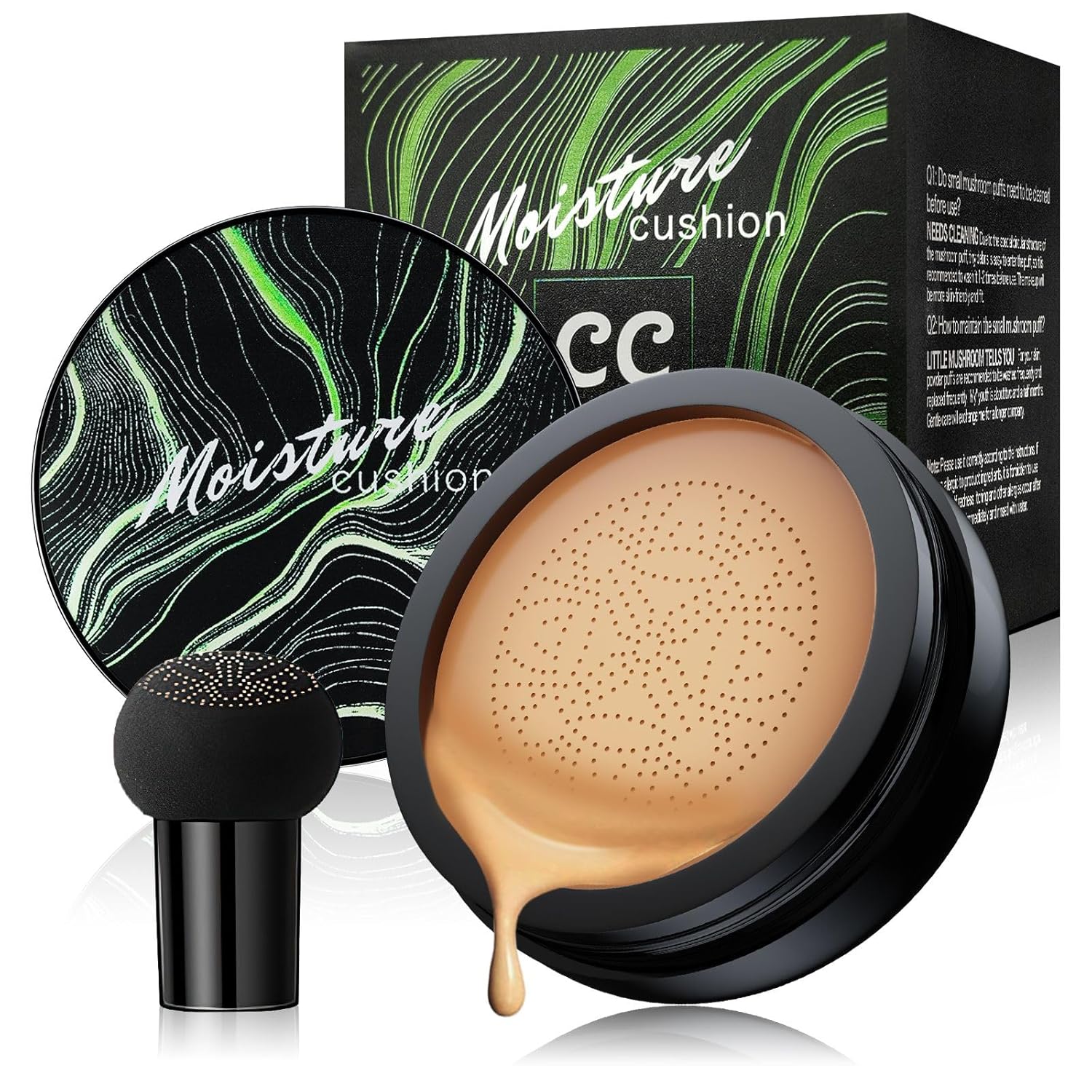 Mushroom Head Air Cushion CC Cream - BB Cream Foundation Makeup Concealer Moisturizing Oil Control, Long-Lasting & Waterproof, Easy Makeup Even Skin Tone (Medium, 3.21 Ounce (Pack of 1))