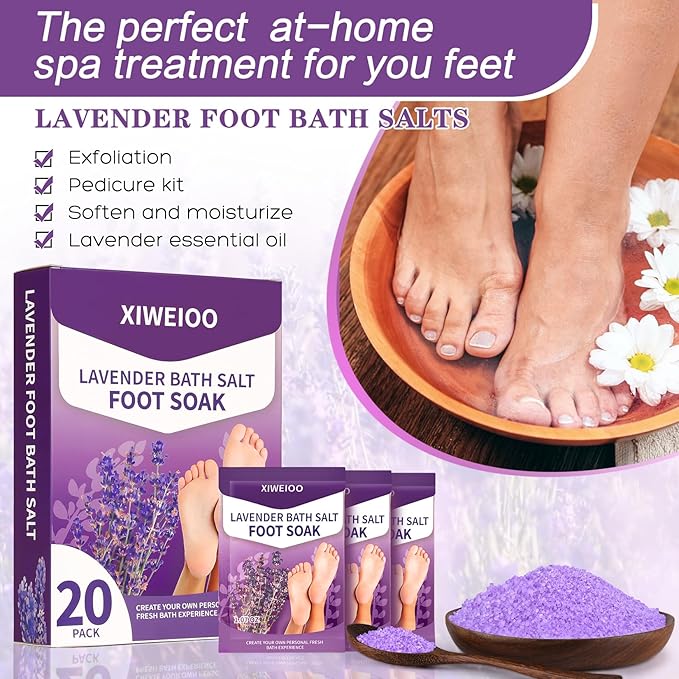 Foot Soak salt with Tea Tree Oil - Moisturize, Reduce Foot Odor, & Soothe Aching Feet Foot cream spa bath massager Epsom Salt foot pedicure kit at home spa exfoliante healthycare