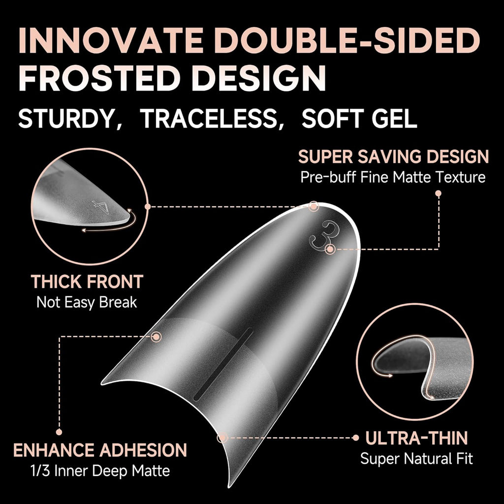 UNA GELLA Medium Almond Gel Nail Tips: Full Matte Almond Shape Nail Tips Half Cover 216pcs Medium Almonds Press On Nails DIY Salon for Fake Acrylic False Nails 12 Sizes, Saving Design Gelly Tips