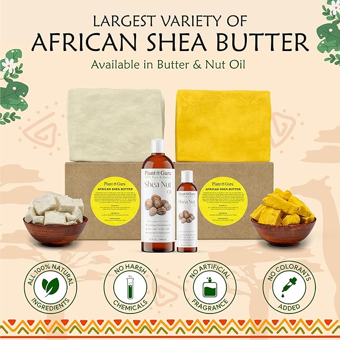 Raw African Shea Butter 32 oz. (2 Pack) Bulk 100% Pure Natural Unrefined IVORY - Ideal Moisturizer For Dry Skin, Body, Face And Hair Growth. Great For DIY Soap and Lip balm Making.