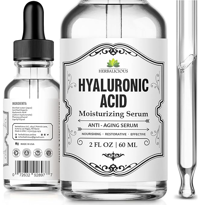 Hyaluronic Acid Serum – Hyaluronic Acid Serum for Face – Paraben-Free Pure Hyaluronic Acid – Moisture Boost Hydrating Serum – Anti-Aging Serum for Fine Lines, Wrinkles – 2oz