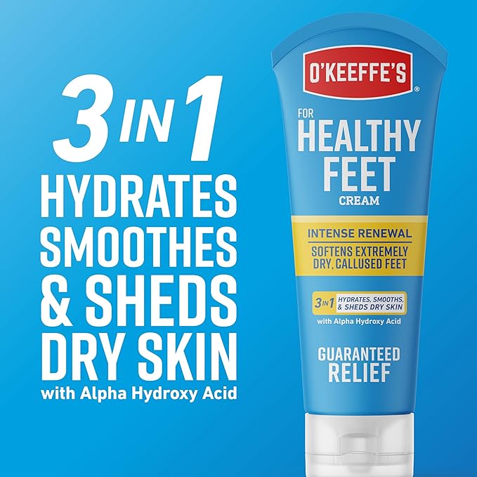 O'Keeffe's for Healthy Feet Exfoliating and Moisturizing Foot Cream, Guaranteed Relief for Extremely Dry, Cracked Feet, Softer Feet in 1 Use, 3.0 Ounce Tube, (Pack of 2)