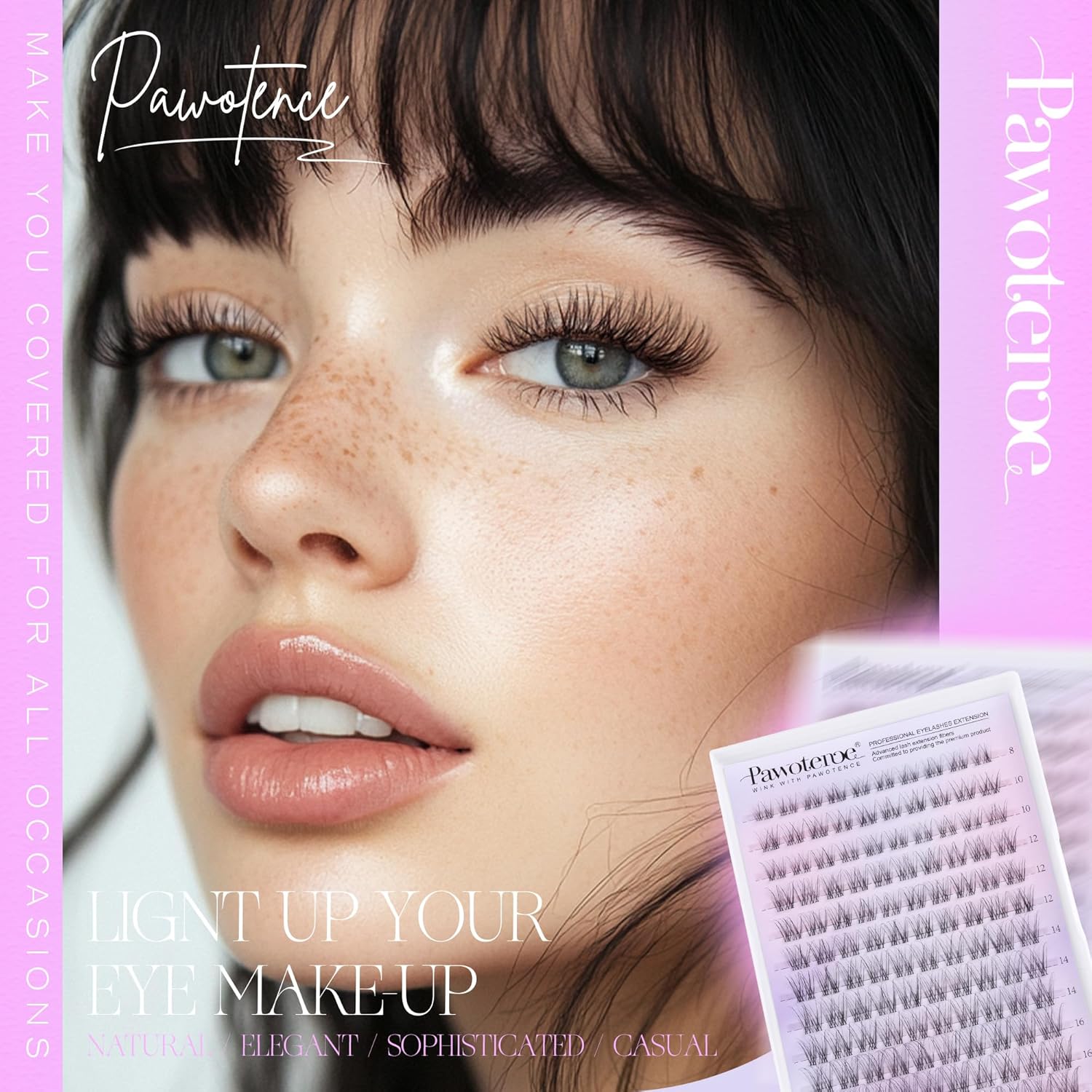 Pawotence Wispy Lash Clusters Natural Eyelash Clusters Invisible Band Individual Lashes 8-16mm Cluster Lashes Extension DIY Soft Comfortable False Eyelashes Cluster Natural Look