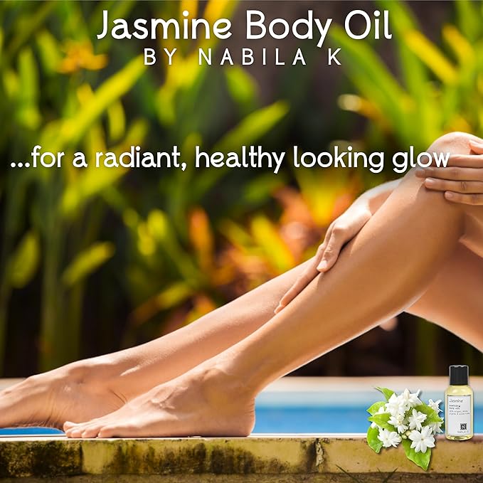 Jasmine Body Oil, Travel Size 2.4 oz Moisturize & Nourish with Argan & Coconut Oil - Vitamin C Enriched - Naturally Derived, Vegan-Friendly