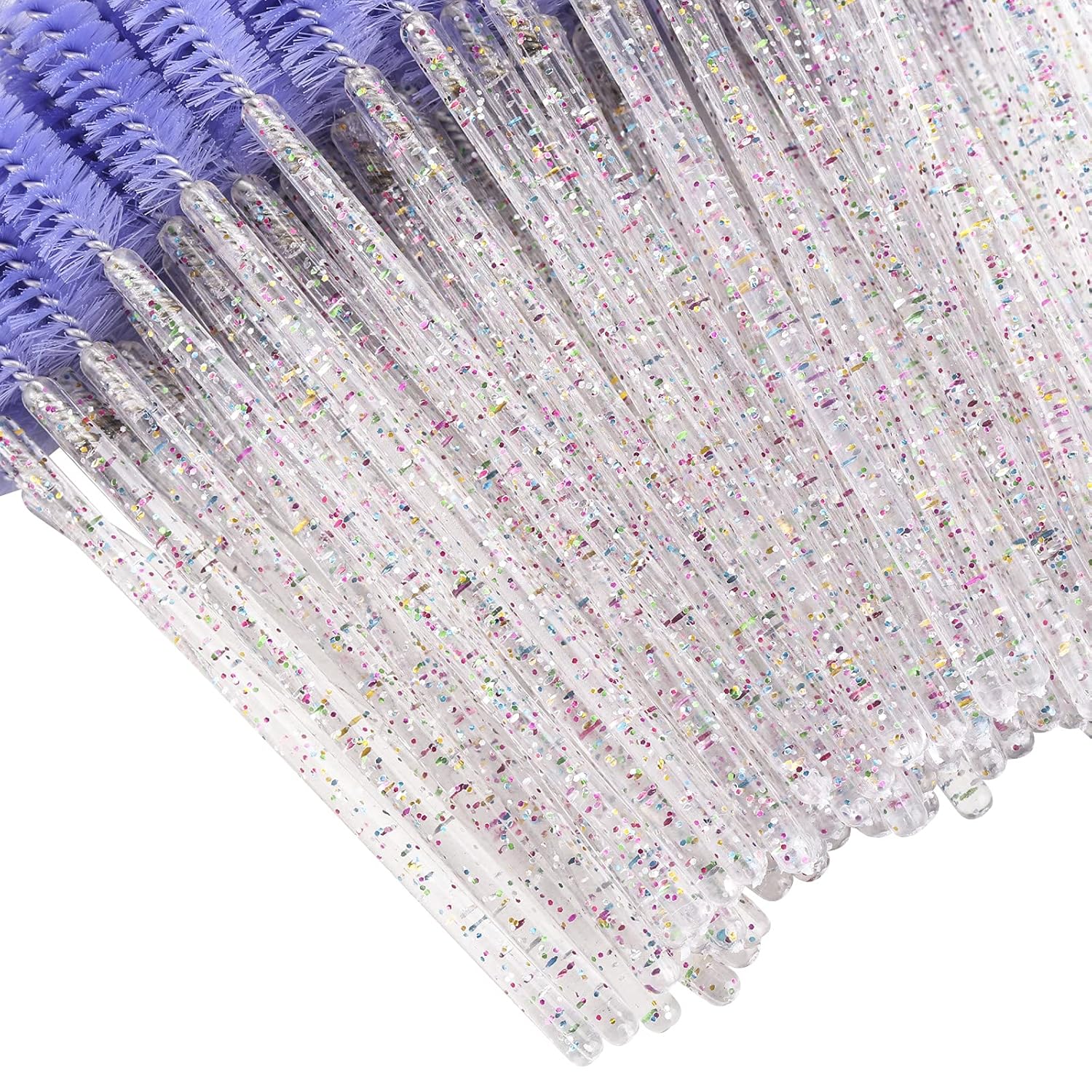 BTYMS 200 Pcs Disposable Mascara Wands Lash Applicator Brush Brow Spoolies for Eyelash Extension with Crystal Handle Purple