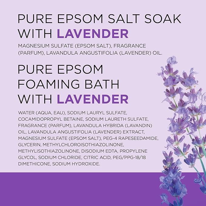 Dr Teal's Pure Epsom Magnesium Salt Soak and Foaming Bath, Soothe & Sleep with Lavender Essential Oils, Duo Pack