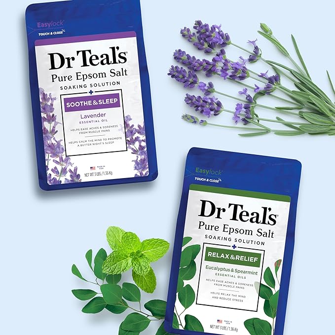 Dr Teal's Pure Epsom Salt, Lavender & Eucalyptus Duo Bundle, 3 lbs (Pack of 2)