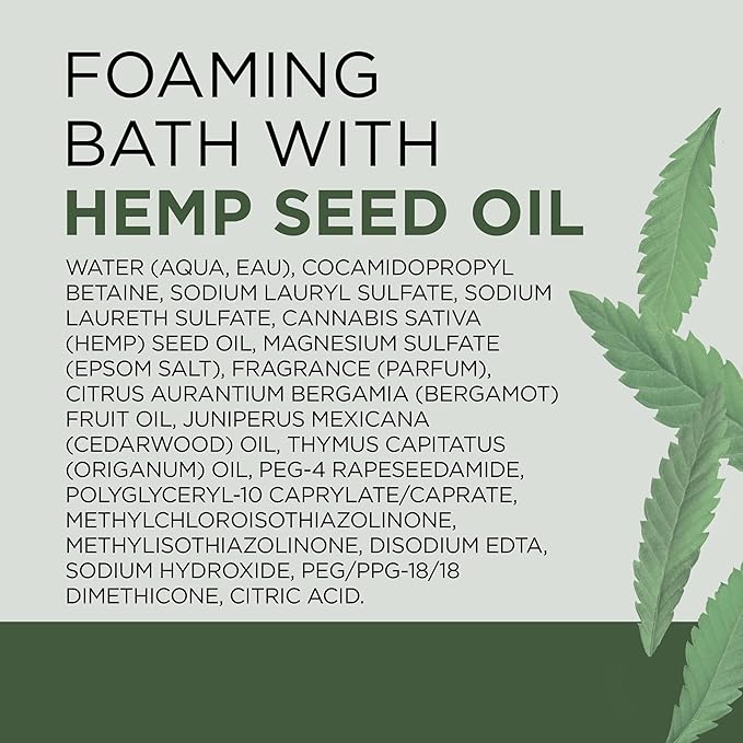 Dr Teal's Foaming Bath with Pure Epsom Salt, Cannabis Sativa Hemp Seed Oil, 34 fl oz (Pack of 2)
