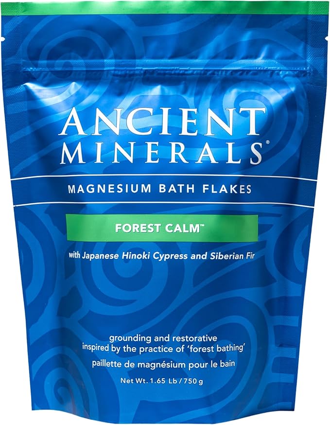 Ancient Minerals Magnesium Bath Flakes Forest Calm - Resealable Magnesium Bag of Zechstein Chloride Alternative to Epsom Bath Salt (1.65 lb)