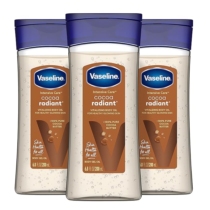 Vaseline Intensive Care Cocoa Radiant 3 Count 6.8oz Body Gel Oil + Radiant X Replenishing 3.7oz Body Oil