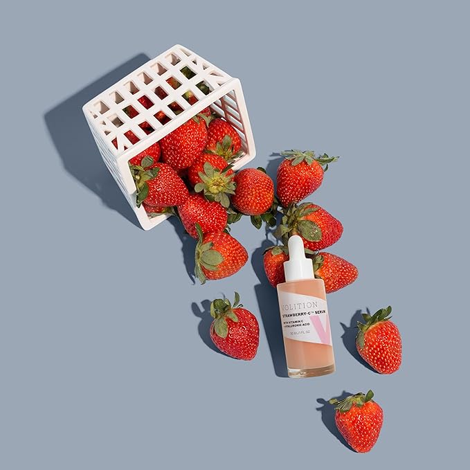 Volition Beauty Strawberry-C Brightening Serum with Vitamin C + Hyaluronic Acid 30ml/1oz | Vegan, Paraben-Free & Cruelty-Free