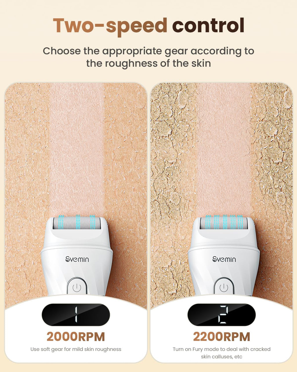 Electric Callus Remover for Feet - 2-Speed Rechargeable Pedicure Kit with 3 Rollers, IPX4 Waterproof Foot Scrubber & Digital Display | Professional Dead Skin & Callus Remover for Women/Men