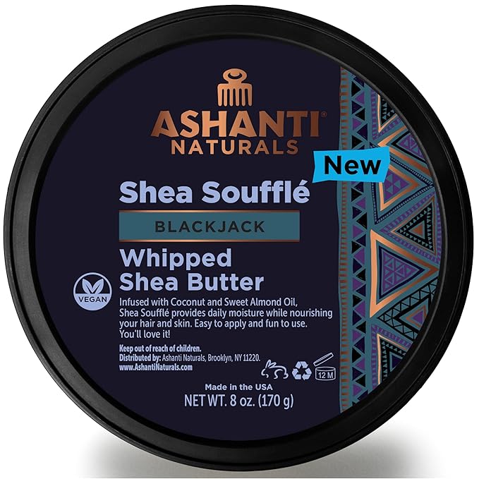 Scented Whipped Shea Butter | African Body Butter for Men w/Coconut and Almond Oil (Blackjack Souffle, 8 oz)