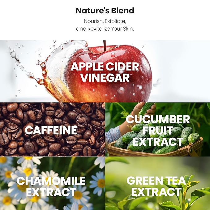 Apple Cider Vinegar Eye Cream with Vitamin B3, Caffeine, Cucumber Extract to Reduce Puffiness, Eye Bags and Dark Circles, Cream For All Skin Types, (0.5 oz) Packaging May Vary