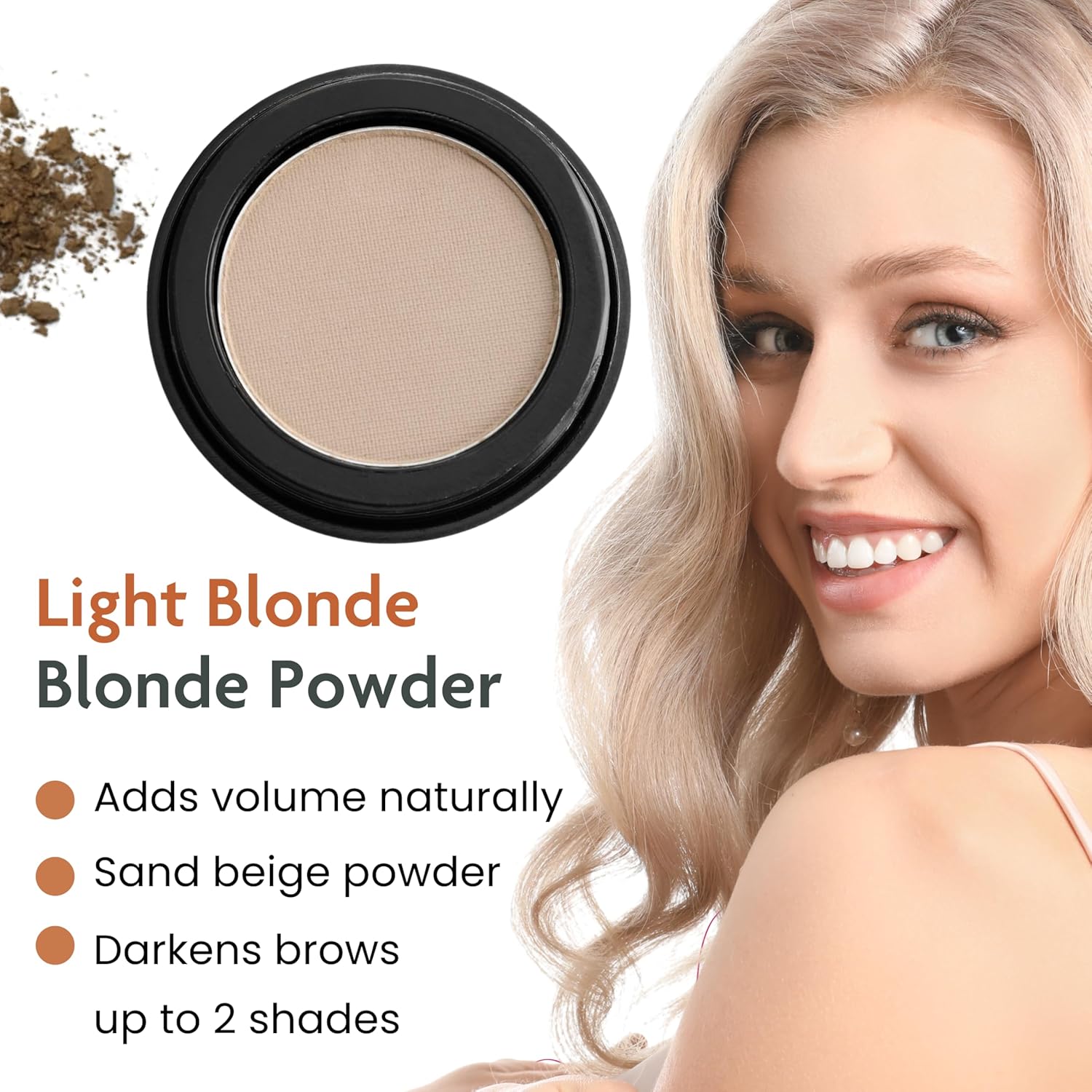 Marie-José Light Blond Eyebrow Powder Sand Beige Eyebrow Cake Powder - Effortless All-Day Brow Beauty - Compact Size 0.10oz for Purse or Travel Size - Made in USA
