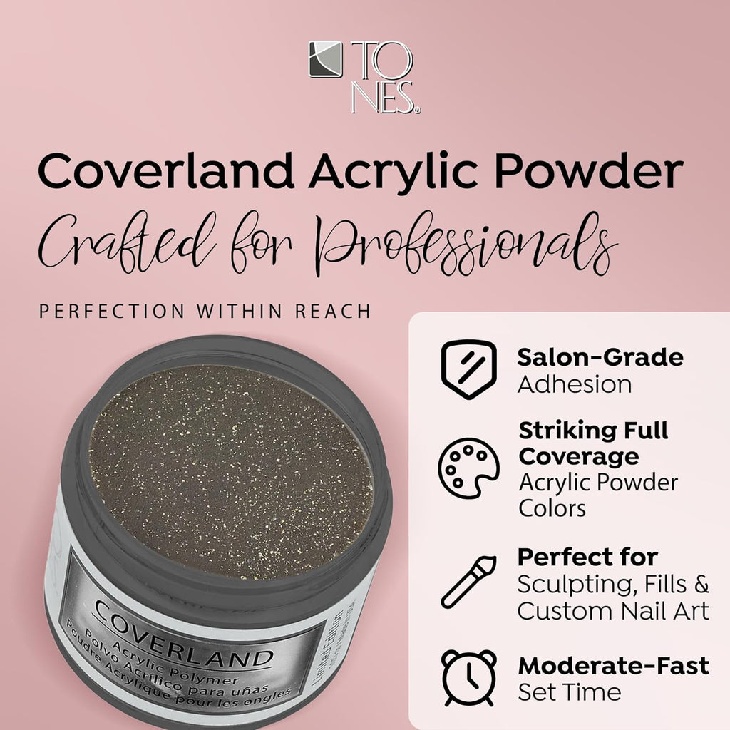 Tones Coverland Acrylic Nail Powder " Starry Night" - Limited Edition Acrylic Powder for Nail Design, Sculpting, and Masking Nail Bed Imperfections - Professional Acrylic Nail Supplies - (1.5 Oz)