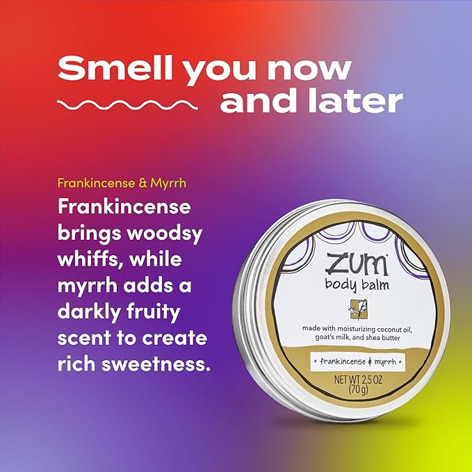 Zum Indigo Wild Body Balm - Body Moisturizer for Women & Men - Includes Goat's Milk, Shea Butter & More - Natural Skin Moisturizer - Frankincense & Myrrh Scent - 2.5 oz